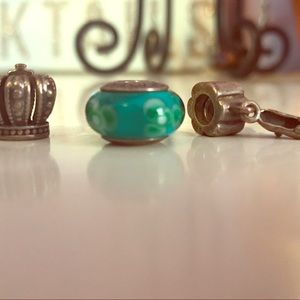 Blue and Green pandora charm
